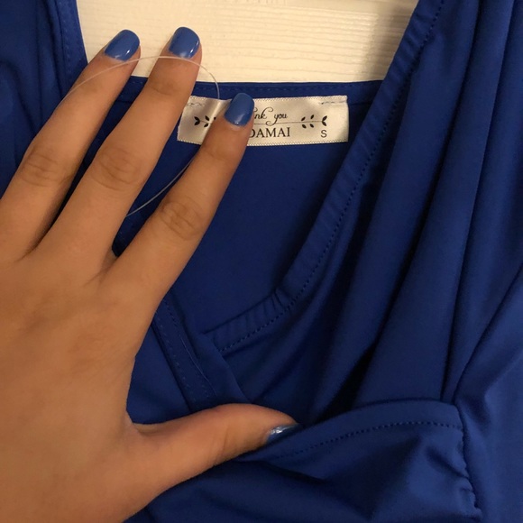 Sexy Deep V Neck Bodycon Wrap Dress Front Slit - Picture 3 of 4